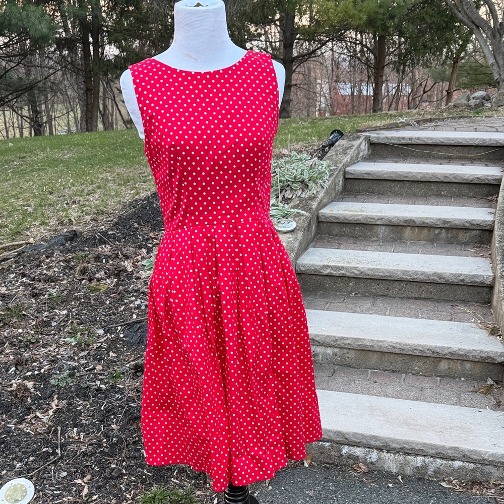 Sleeveless Red Polka Dot Mini Dress